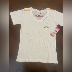 So Nikki girls T-shirt medium white top shirt new rainbow